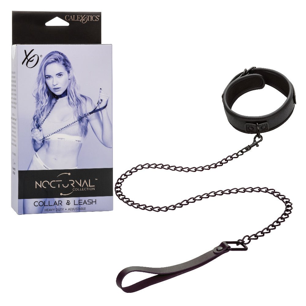 Nocturnal Collection Collar and Leash - Black - TruLuv Novelties