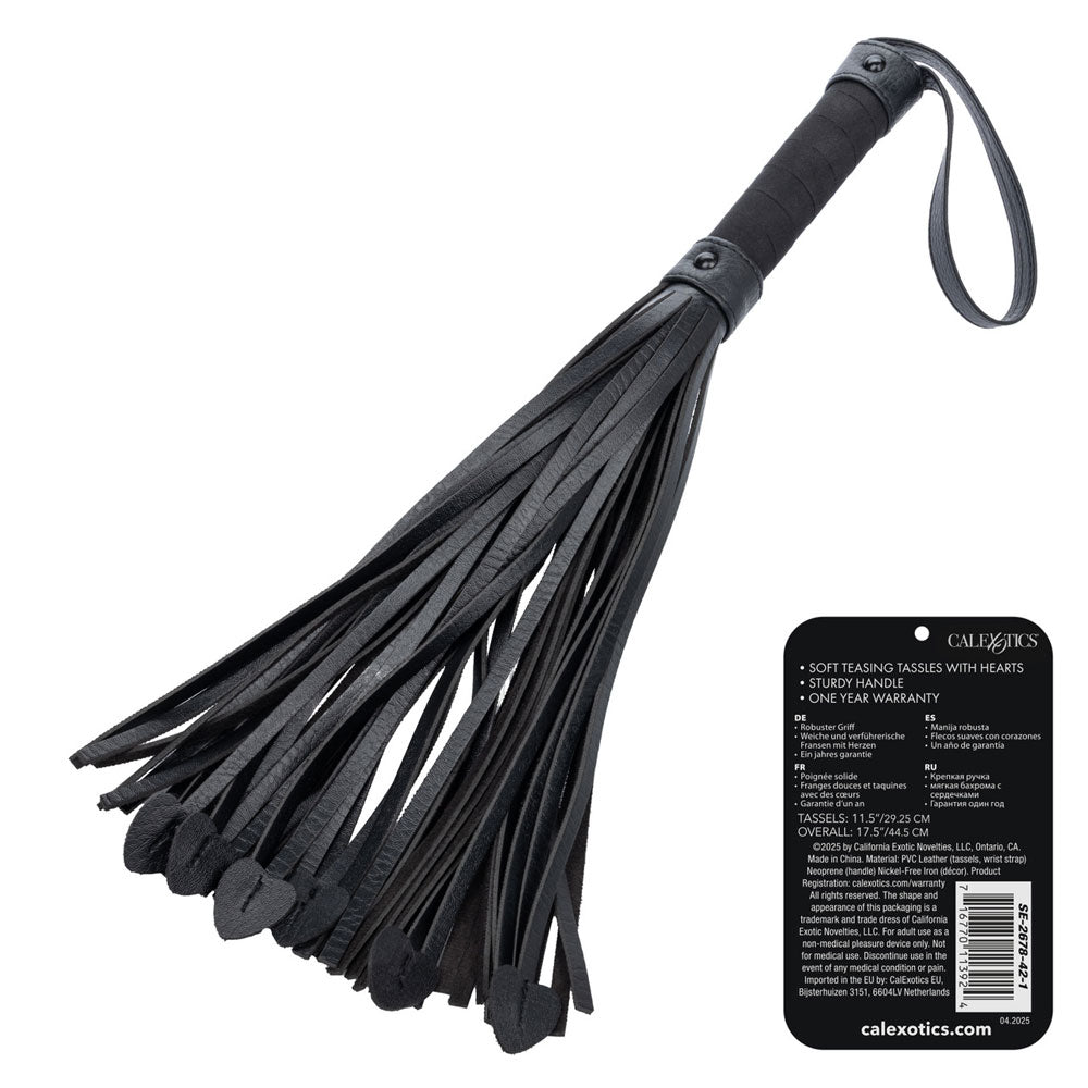 Nocturnal Collection Heart Throb Flogger - Black - TruLuv Novelties