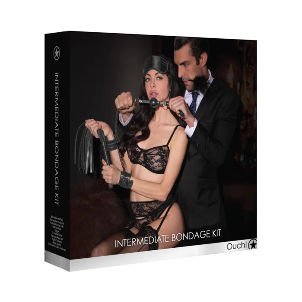 Ouch! 11-Piece Intermediate Bondage Kit Black - TruLuv Novelties