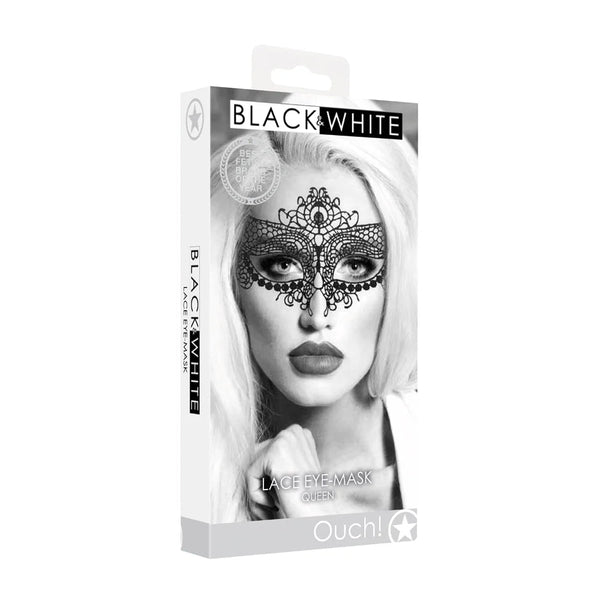 Ouch! Black & White Queen Lace Eye Mask Black - TruLuv Novelties