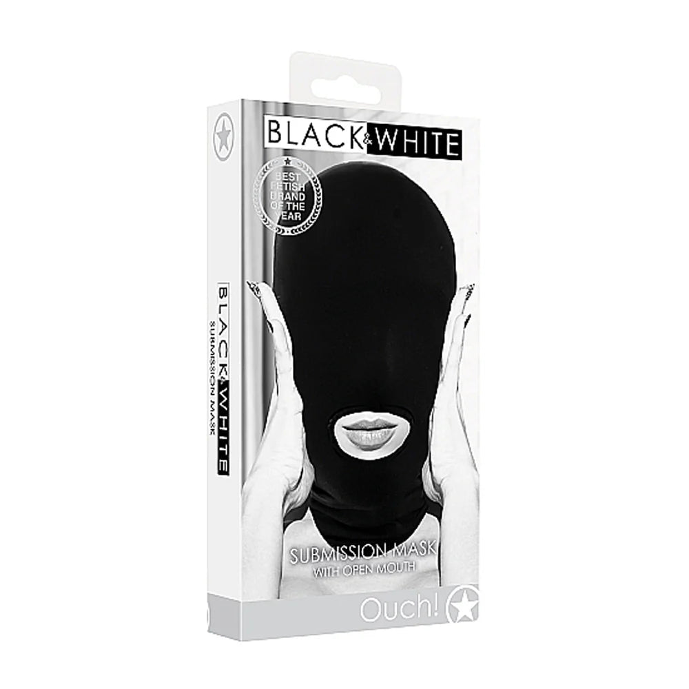 Ouch! Black & White Submission Mask With Open Mouth Black - TruLuv Novelties