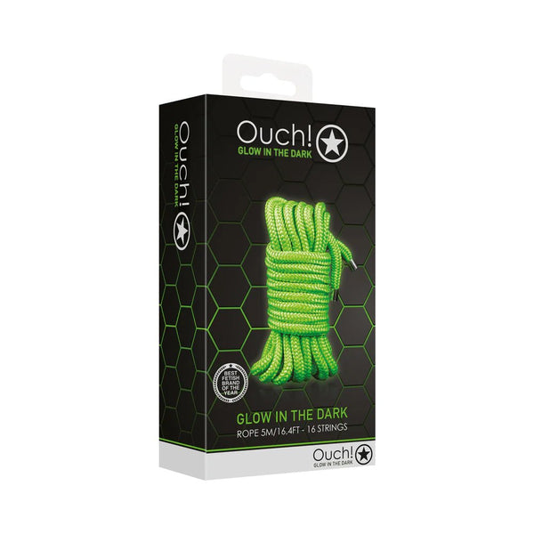 Ouch! Glow in the Dark Rope 5 m / 16 ft. Neon Green - TruLuv Novelties
