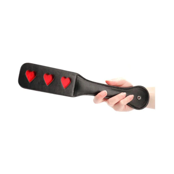 Ouch! Heart Pattern Paddle Black - TruLuv Novelties