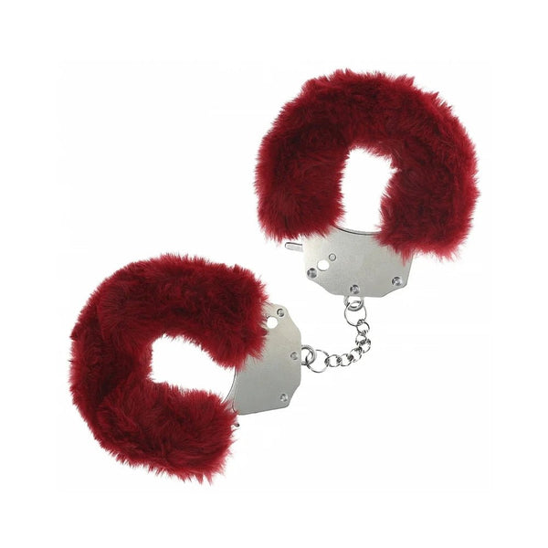 Ouch! Heavy - Duty Fluffy Handcuffs Burgundy - TruLuv Novelties