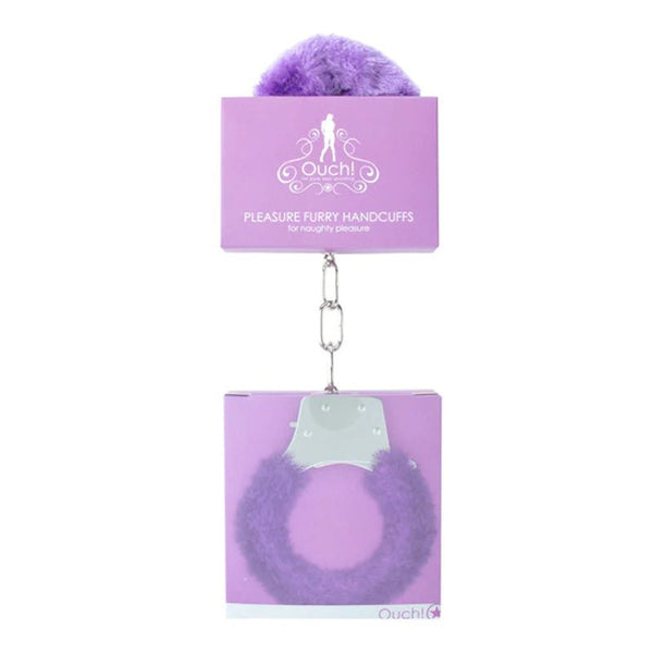 Ouch! Pleasure Furry Handcuffs With Quick - Release Purple - TruLuv Novelties