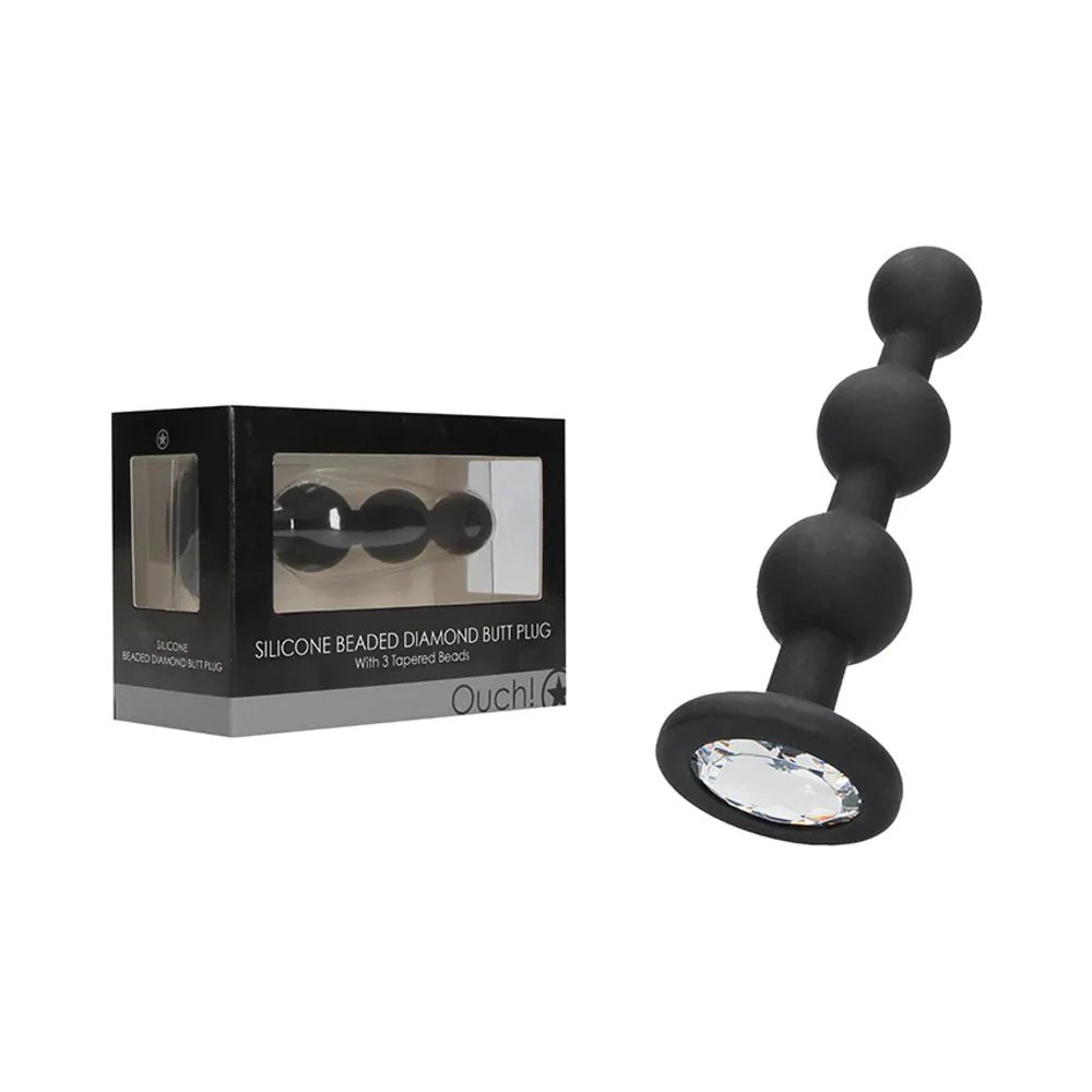 Ouch! Silicone Beaded Diamond Butt Plug Black - TruLuv Novelties