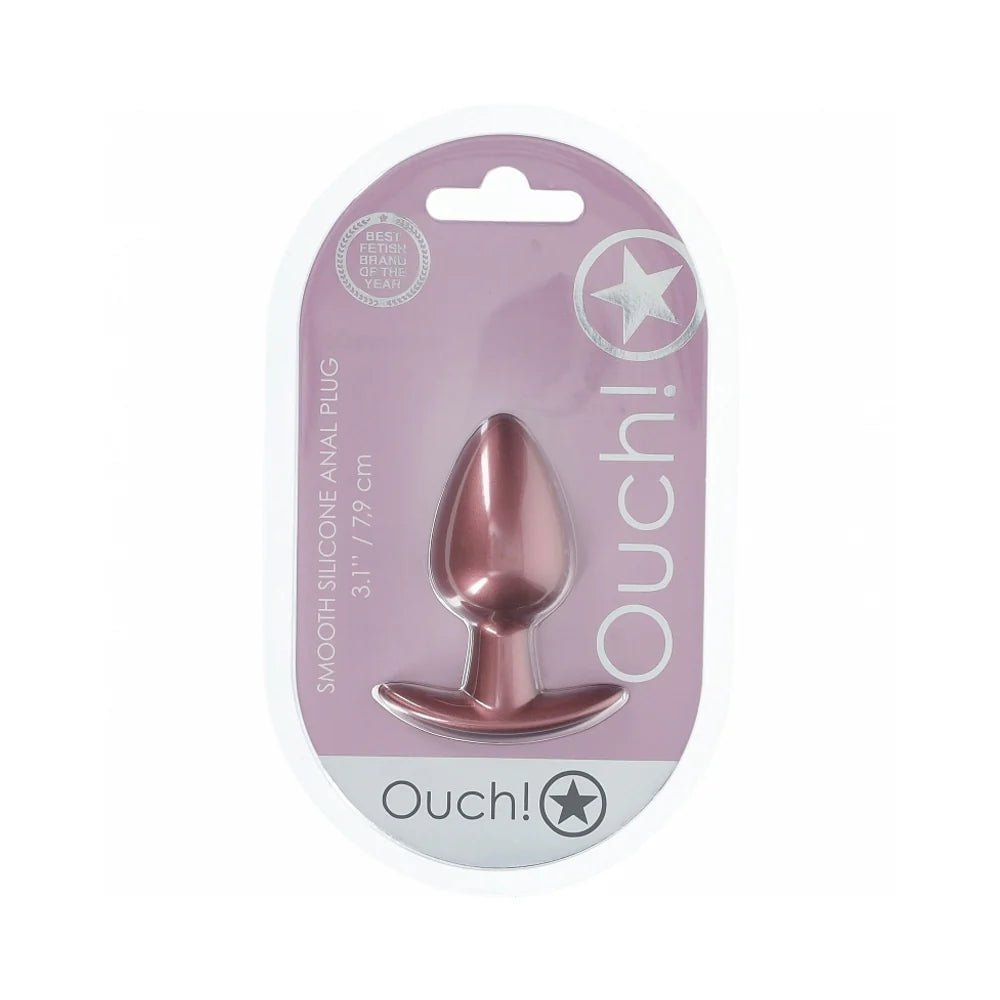 Ouch! Smooth Silicone Anal Plug Medium 3.1 in. Rose Gold - TruLuv Novelties