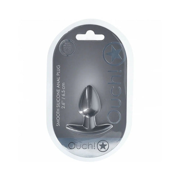 Ouch! Smooth Silicone Anal Plug Small 2.6 in. Gun Metal - TruLuv Novelties