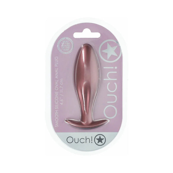 Ouch! Smooth Silicone Oval Anal Plug 4.6 in. Rose Gold - TruLuv Novelties