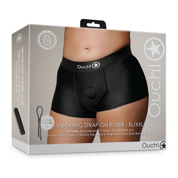 Ouch! Vibrating Strap-on Boxer Black XL/2XL - TruLuv Novelties