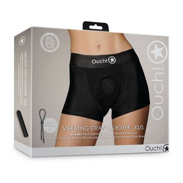 Ouch! Vibrating Strap-on Boxer Black XS/S - TruLuv Novelties