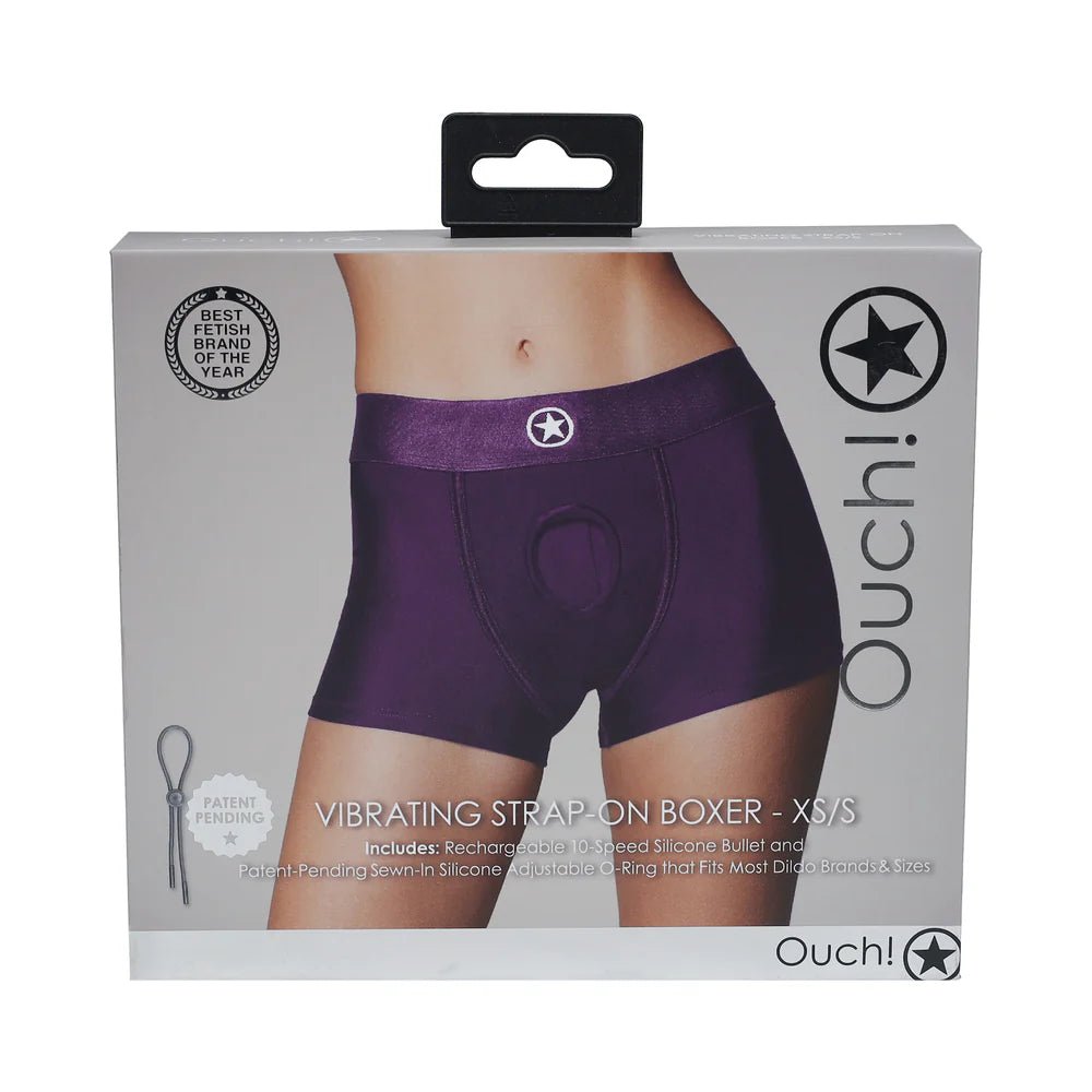 Ouch! Vibrating Strap - on Boxer Purple XS/S - TruLuv Novelties