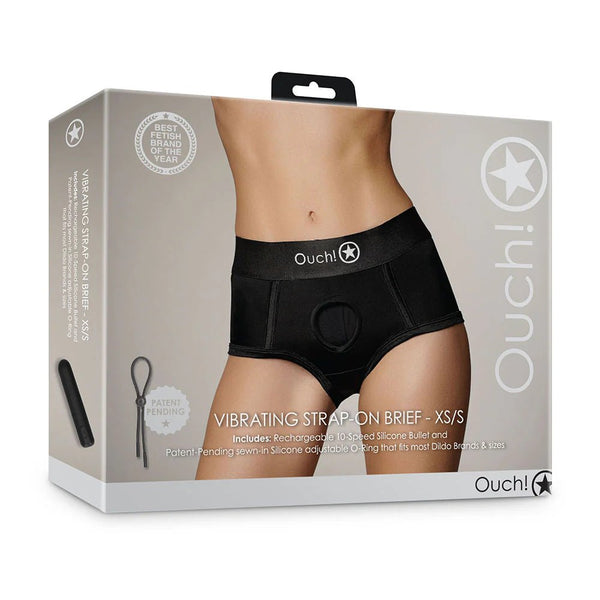 Ouch! Vibrating Strap - on Brief Black XS/S - TruLuv Novelties