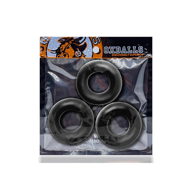 OxBalls Fat Willy 3 - Pack Jumbo Cockrings FLEXtpr Black - TruLuv Novelties
