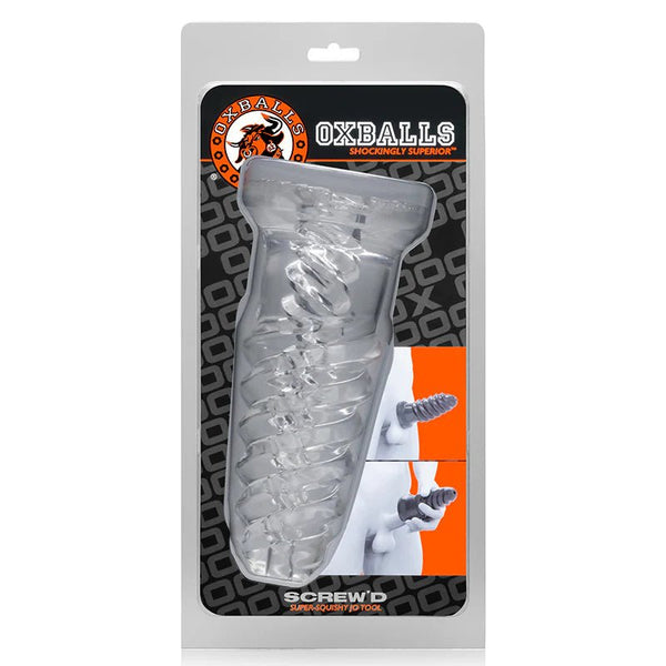 OxBalls Screw'D, Super Squish Corkscrew Jackoff Toy, Clear - TruLuv Novelties