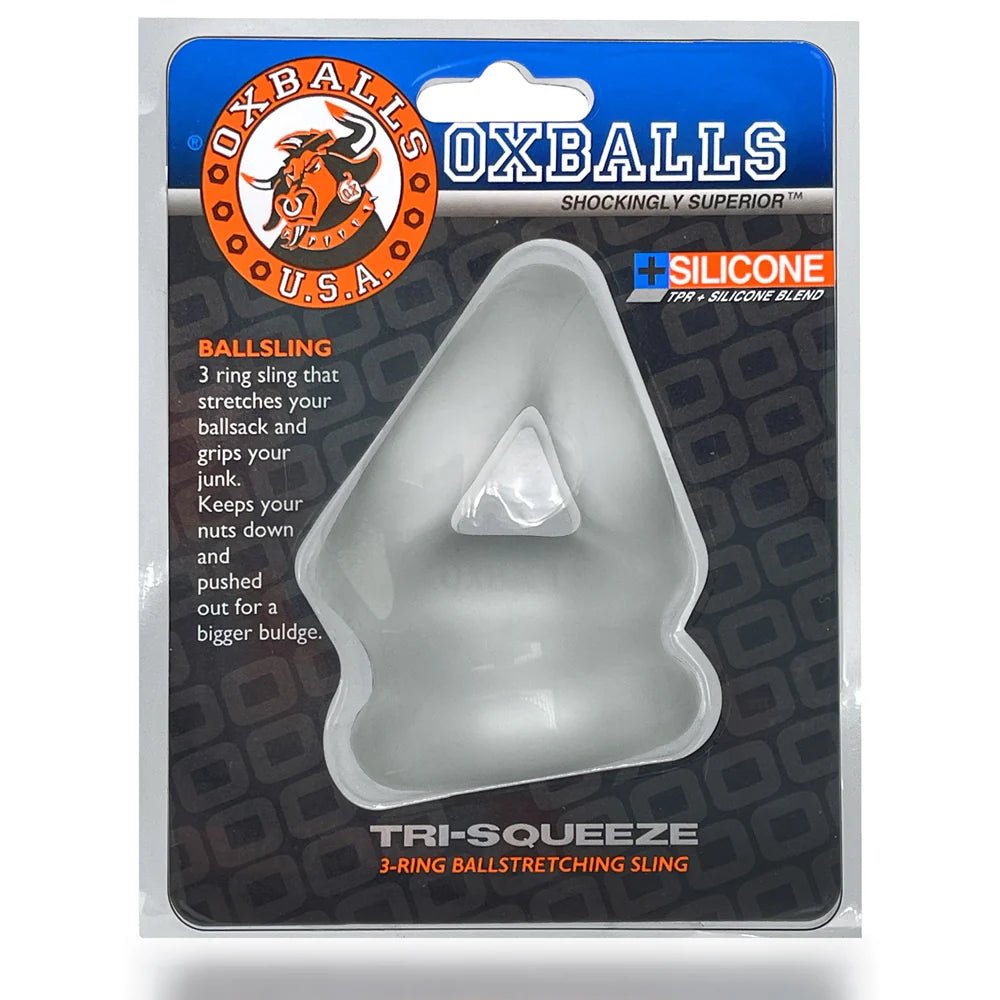 Oxballs Tri - Squeeze Cocksling and Ballstretcher Clear Ice - TruLuv Novelties