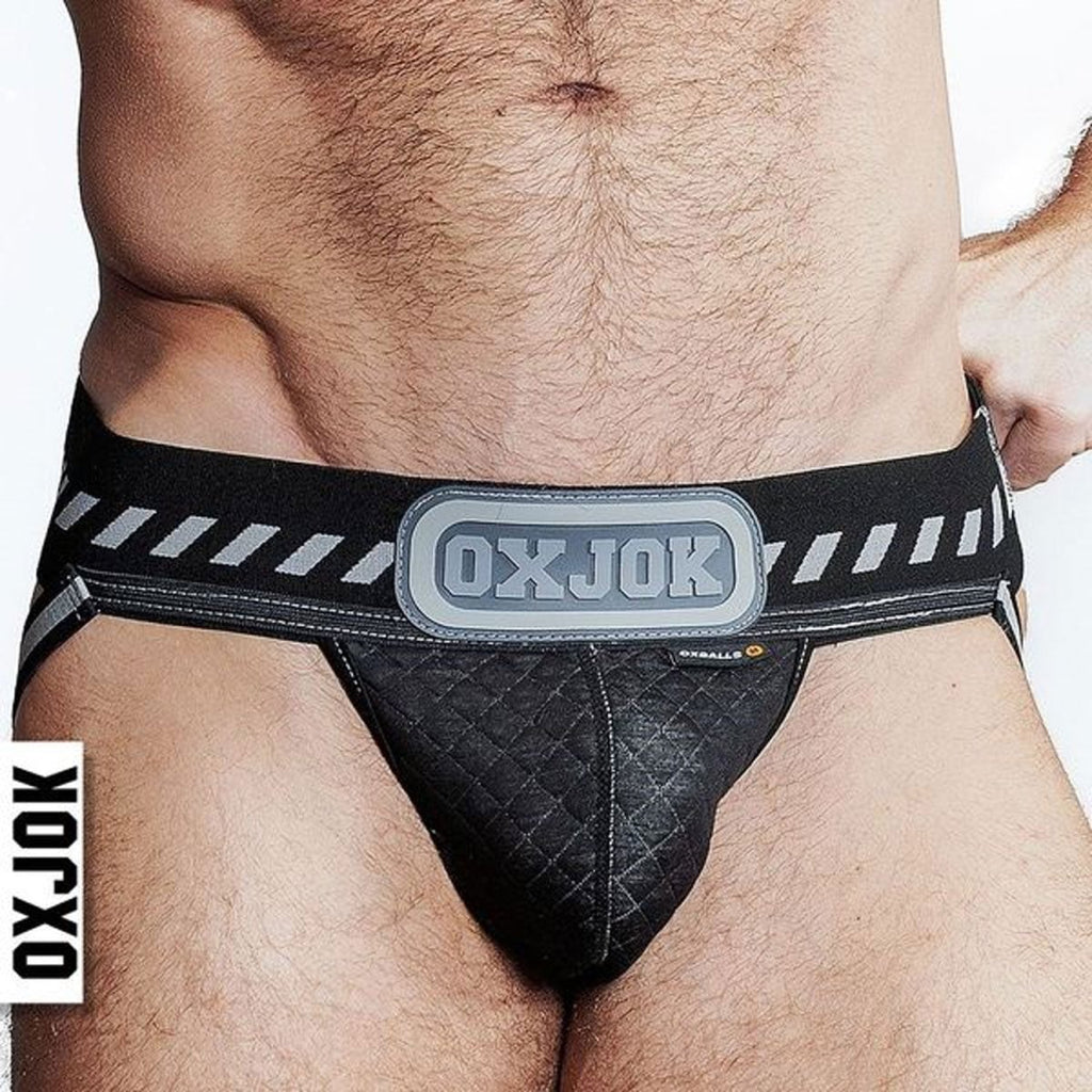 Packer Industrial Quilted Cargo Strapjock Black Puff Medium - TruLuv Novelties