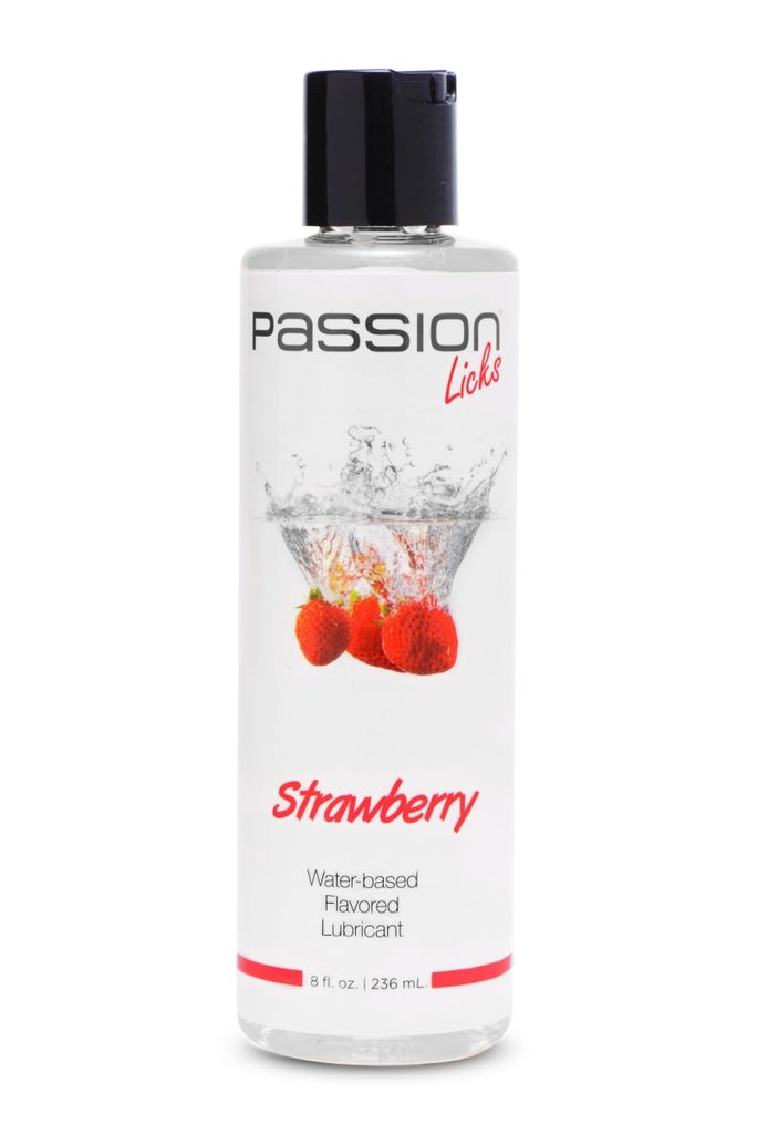 Passion Licks Strawberry Water Based Flavored Lubricant - 8 Fl Oz - 236 ml - TruLuv Novelties