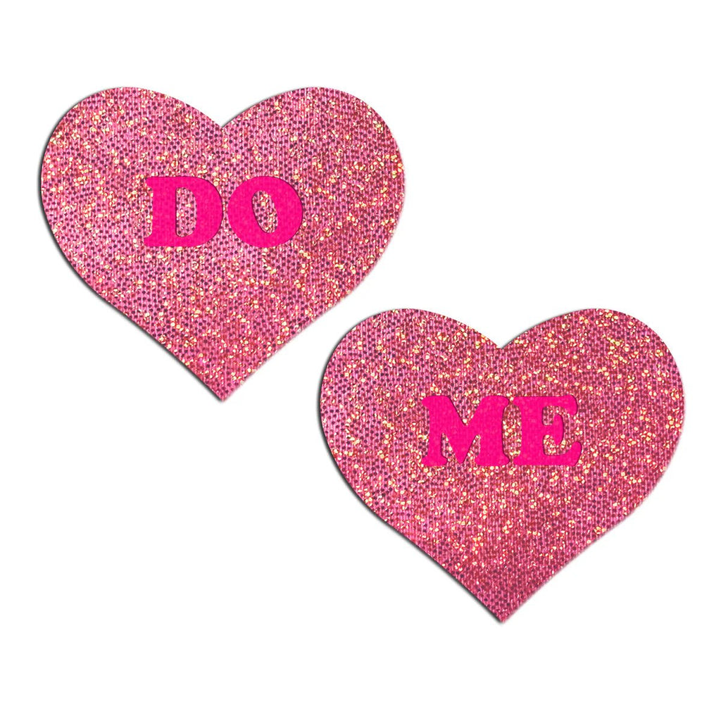 Pastease Glitter 'Do Me' Heart Pasties Pink - TruLuv Novelties
