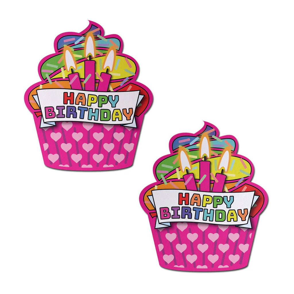 Pastease Happy Birthday Cupcake Pasties Pink - TruLuv Novelties