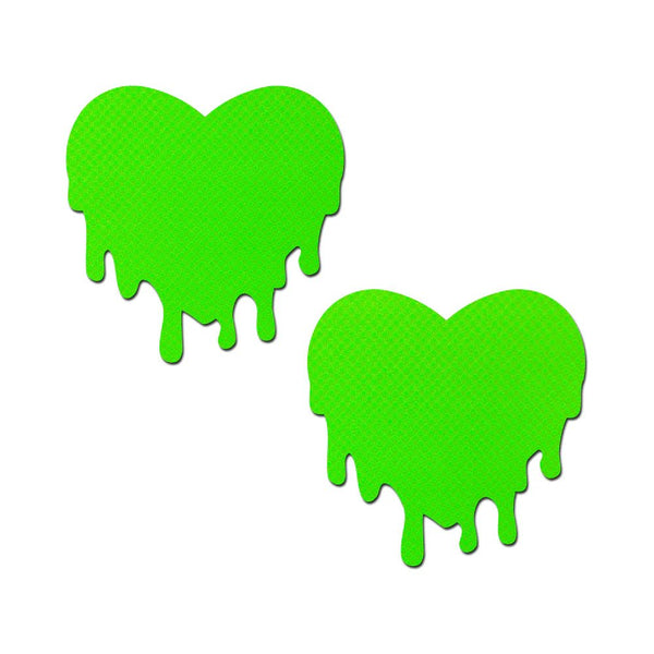 Pastease Neon Green Melty Heart Nipple Pasties - TruLuv Novelties
