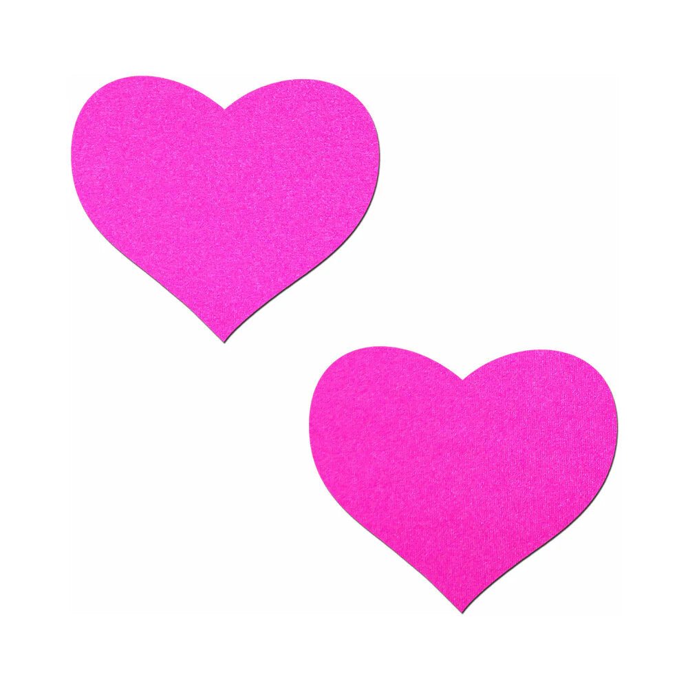 Pastease Neon Pink Day - Glow Lycra Heart Nipple Pasties - TruLuv Novelties