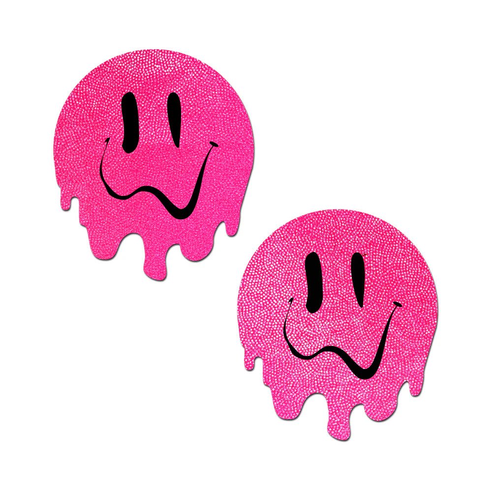 Pastease Neon PInk Melted Smiling Face Nipple Pasties - TruLuv Novelties