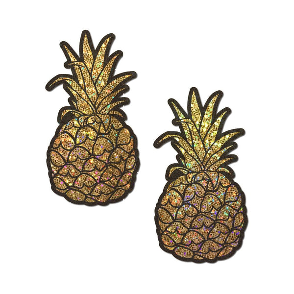 Pastease Pineapple on Glitter Gold Nipple Covers - TruLuv Novelties