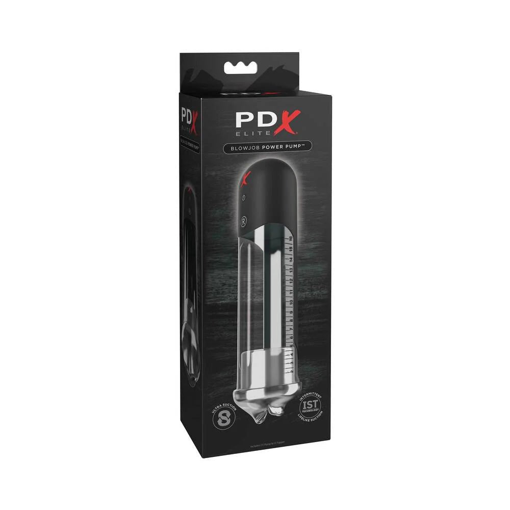 PDX Elite Blowjob Power Pump Automated Suction Clear/Black - TruLuv Novelties