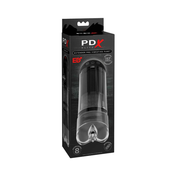 PDX Elite Extender Pro Rechargeable Vibrating Penis Pump Clear/Black - TruLuv Novelties