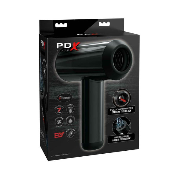 PDX Elite Hydrobator Rechargeable Silicone Vibrating Aquatic Stimulation Stroker Black - TruLuv Novelties