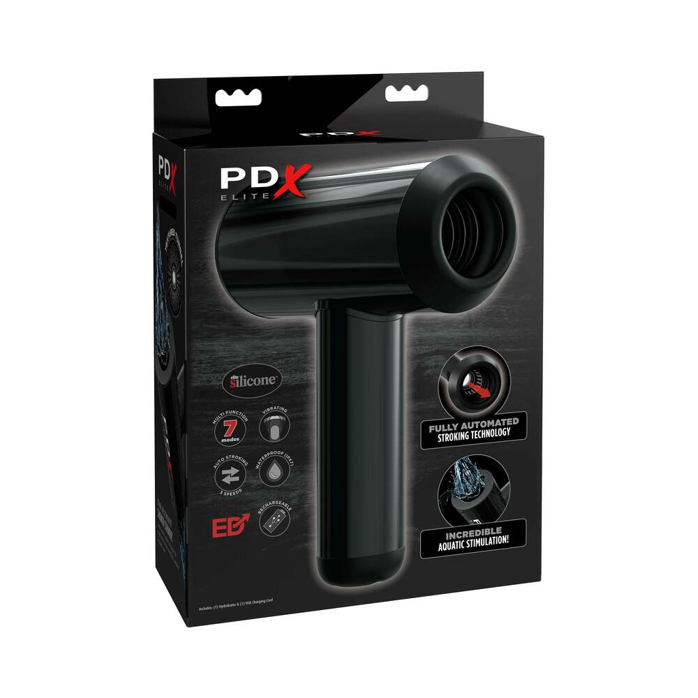 PDX Elite Hydrobator Rechargeable Silicone Vibrating Aquatic Stimulation Stroker Black - TruLuv Novelties