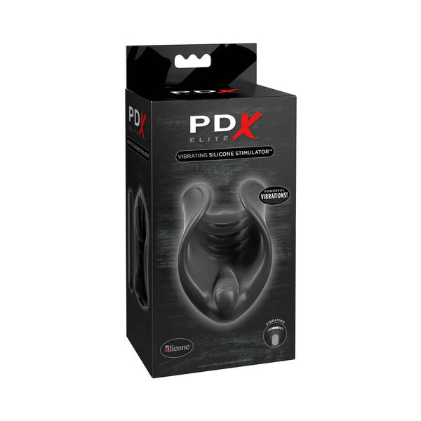 PDX Elite Vibrating Silicone Stimulator Stroker Black - TruLuv Novelties