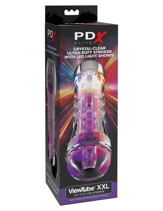 Pdx Elite Viewtube XXL See - Thru Ez - Grip Led Stroker - Clear - TruLuv Novelties
