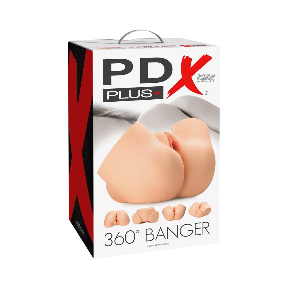 PDX Plus 360 Banger Dual Entry Masturbator Beige