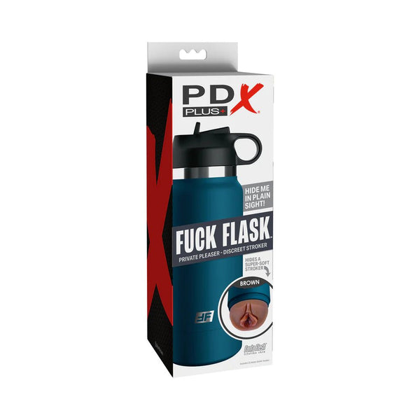 PDX Plus Fuck Flask Private Pleaser Discreet Stroker Blue Bottle Brown - TruLuv Novelties