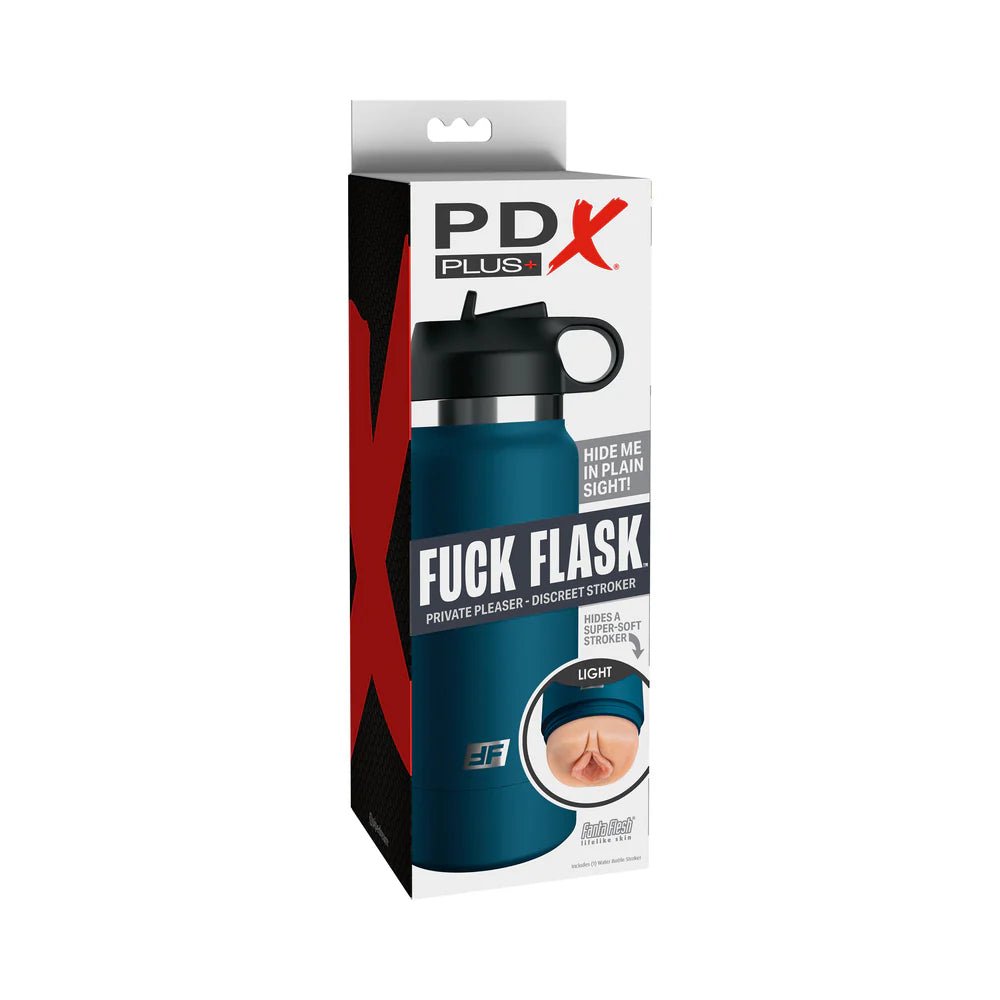 PDX Plus Fuck Flask Private Pleaser Discreet Stroker Blue Bottle Light - TruLuv Novelties