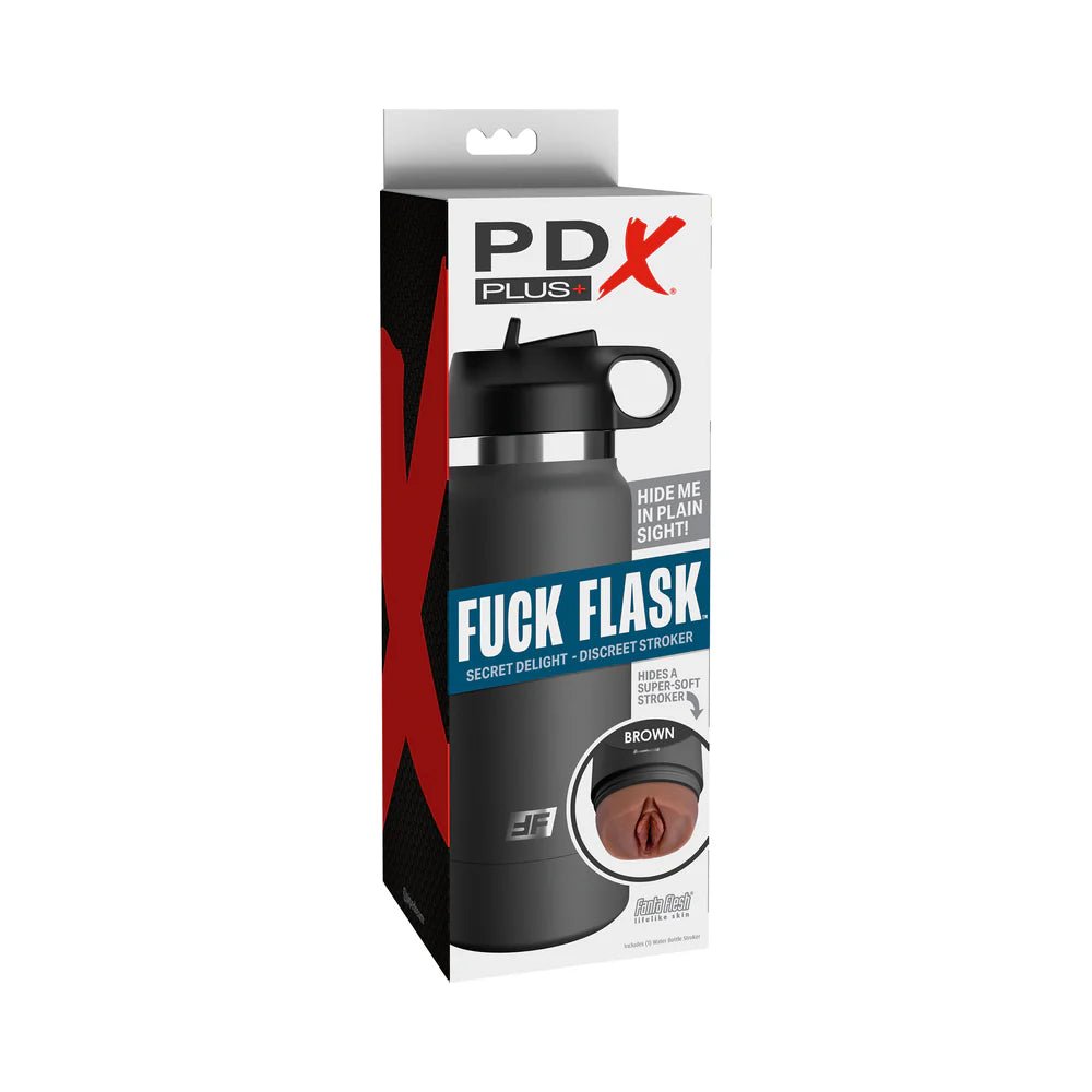 PDX Plus Fuck Flask Secret Delight Discreet Stroker Grey Bottle Brown - TruLuv Novelties