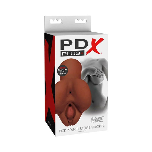 PDX Plus Pick Your Pleasure Dual Entry Stroker Brown - TruLuv Novelties