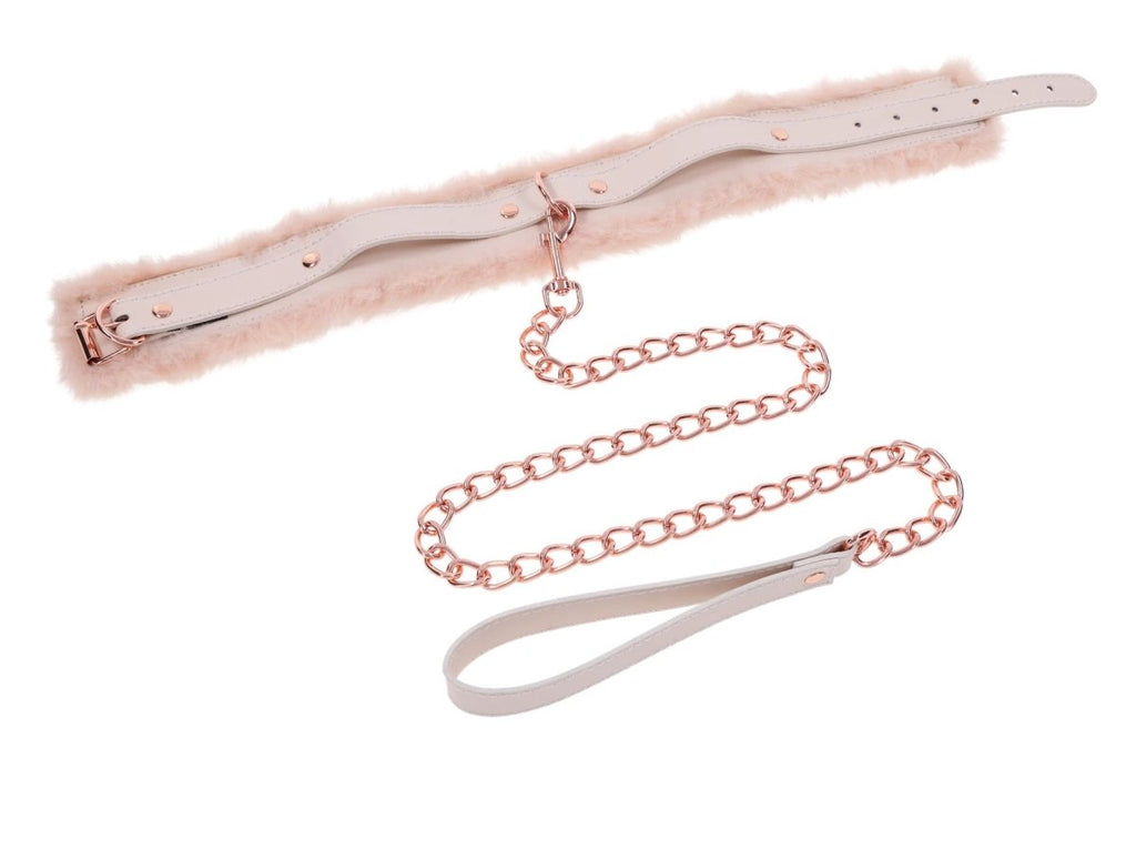 Peaches ‘N Creame Fur Collar and Leash - Pink - TruLuv Novelties