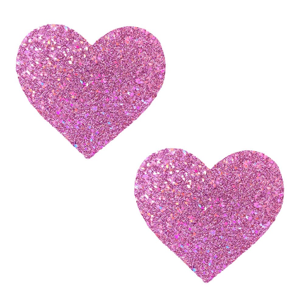 Pegasus Kisses Iridescent Pink Glitter I Heart U Nipztix Pasties - TruLuv Novelties