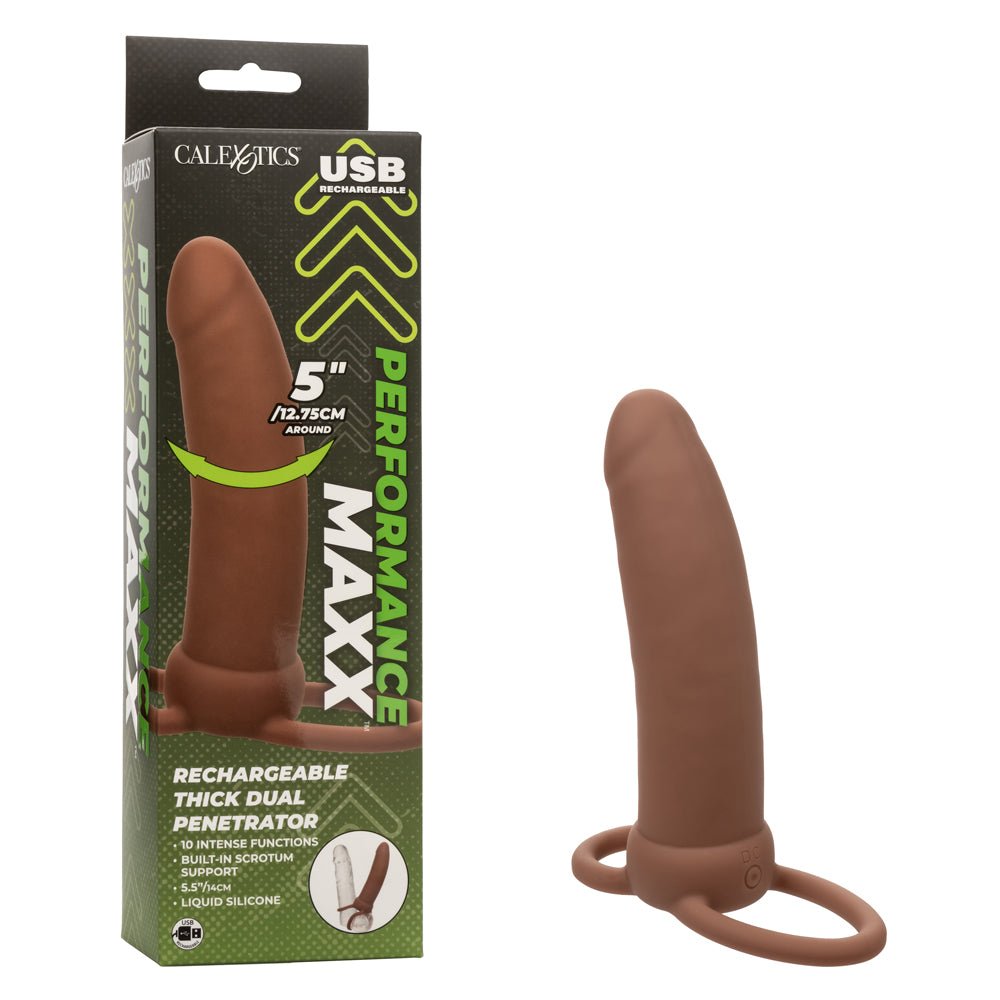 Performance Maxx Rechargeable Thick Dual Penetrator - Brown - TruLuv Novelties