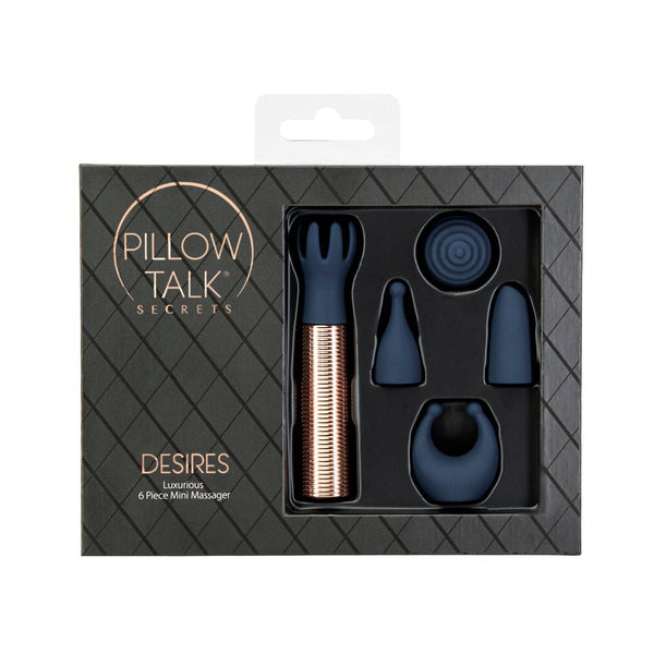 Pillow Talk Secrets Desires 6-Piece Silicone Mini Massager Set Navy - TruLuv Novelties