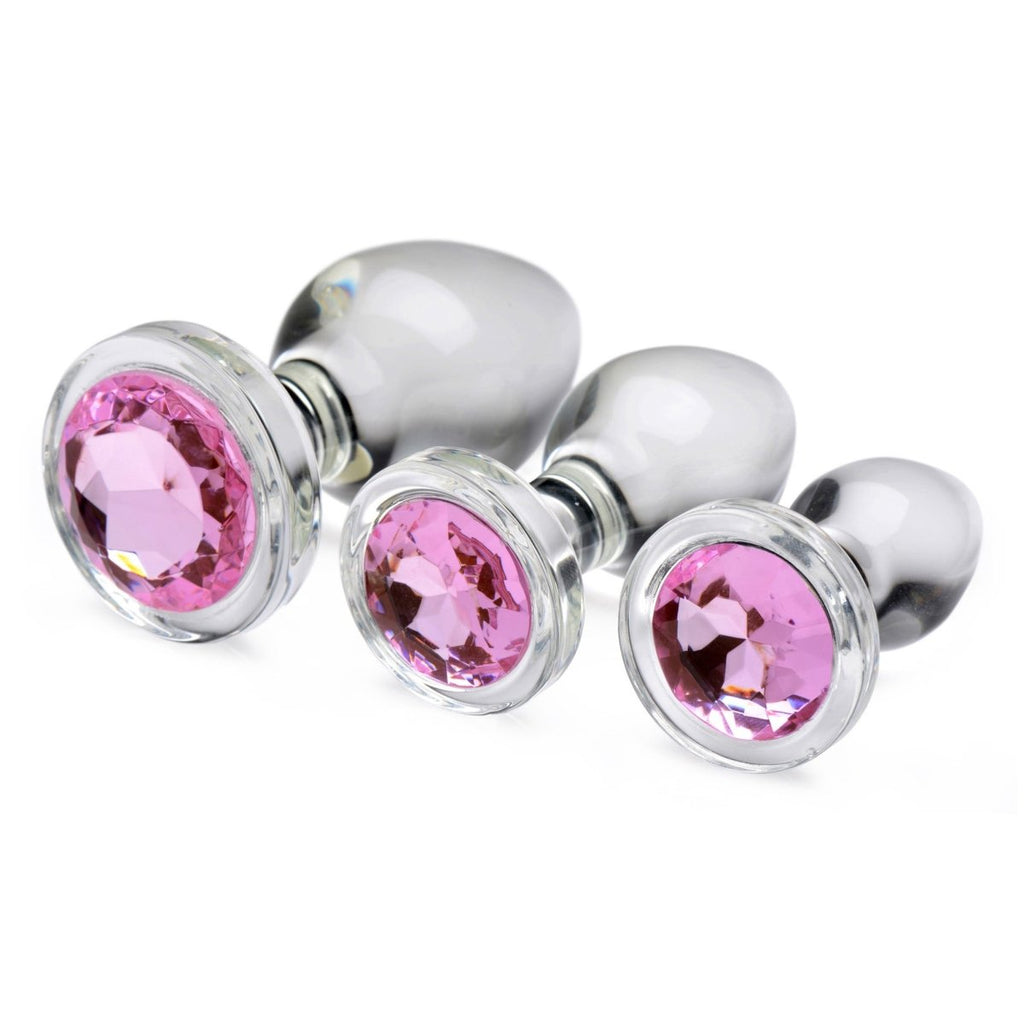 Pink Gem Glass Anal Plug Set - TruLuv Novelties