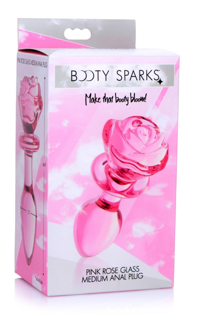 Pink Rose Glass Anal Plug - Medium - TruLuv Novelties