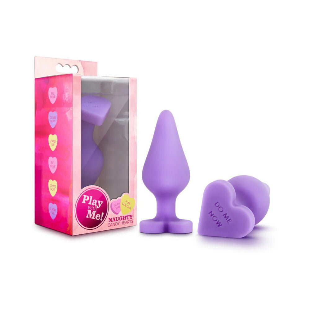 Play with Me Naughty Candy Hearts 'Do Me Now' Anal Plug Purple - TruLuv Novelties