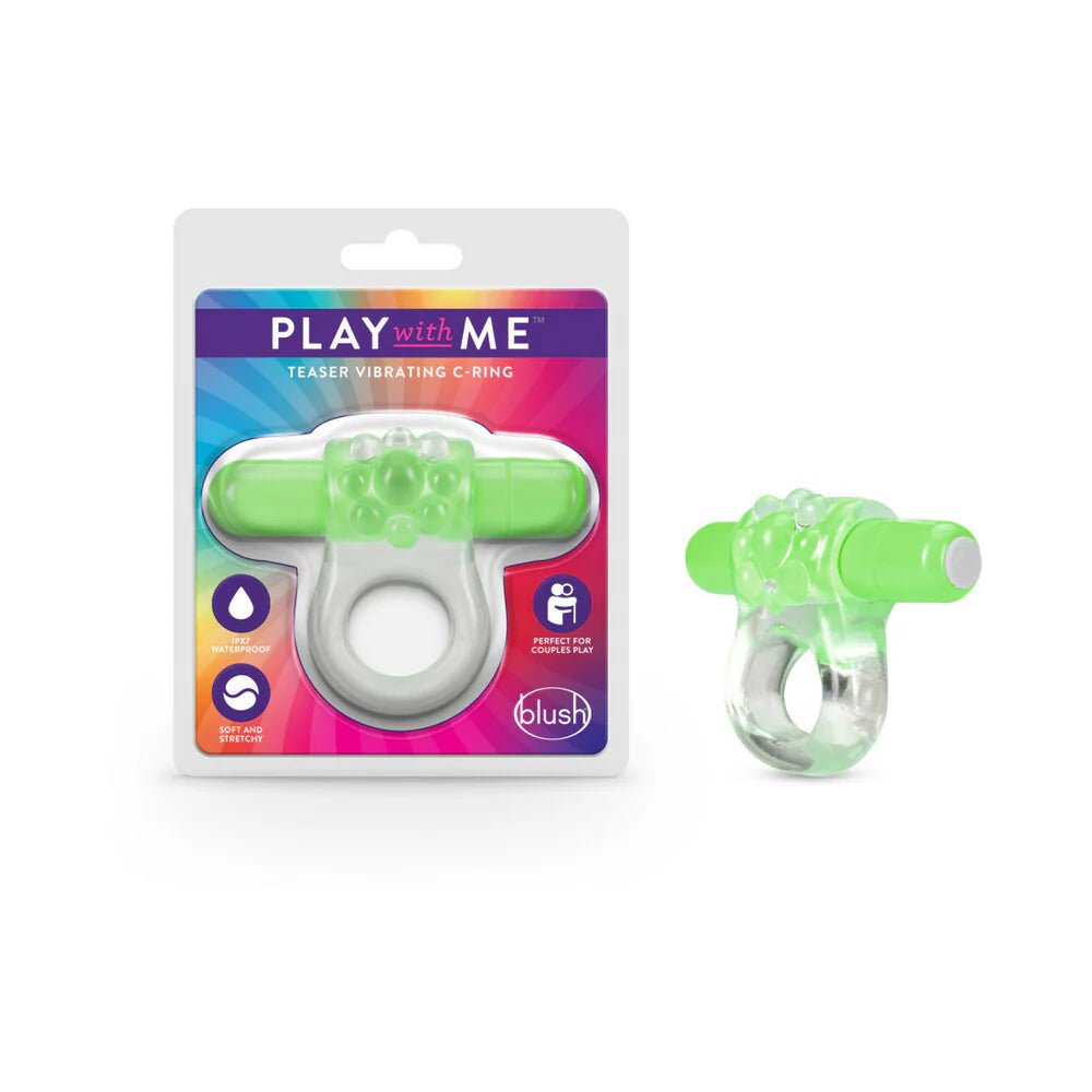 Play with Me Teaser Vibrating C - Ring Green - TruLuv Novelties