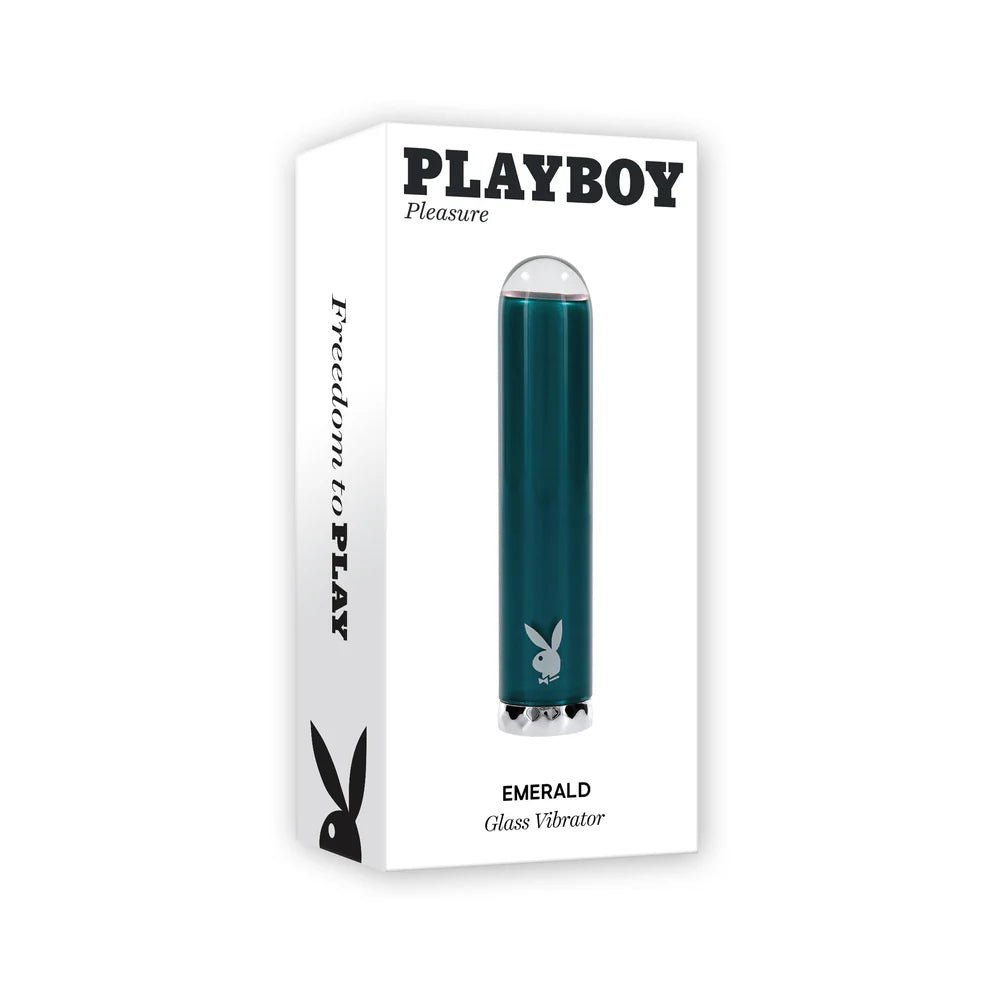Playboy Emerald Rechargeable Vibrating Glass Mini Vibe Deep Teal - TruLuv Novelties
