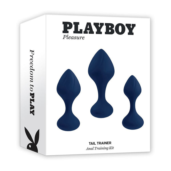 Playboy Tail Trainer 3-Piece Silicone Anal Plug Training Kit Navy - TruLuv Novelties