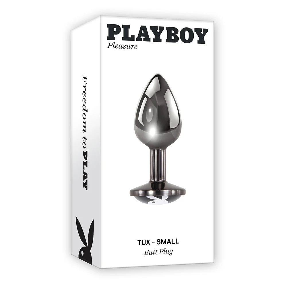 Playboy Tux Small Metal Anal Plug Hematite - TruLuv Novelties